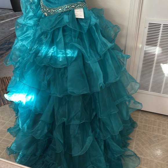Dresses | Teal Halter Dress With Ruffled Ballroom Poof Skirt Princess